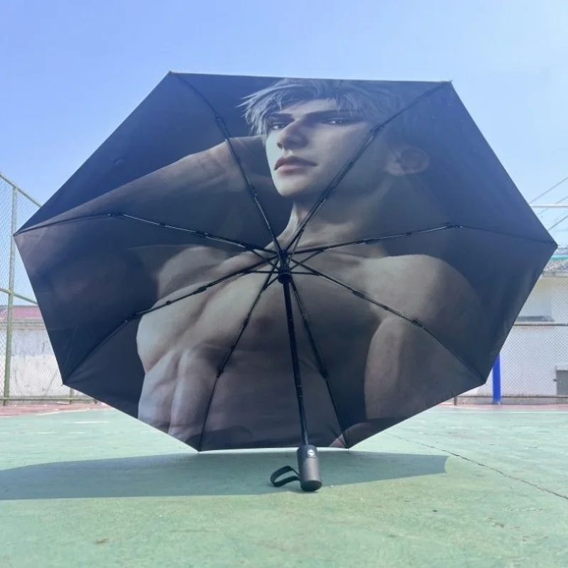 Game Love and Deepspace Sylus Cosplay Vinyl Umbrella Collapsible Rainshade Outdoor Sun Parasol Sunny Rain Dual-Use Xmas Gifts