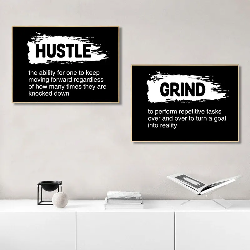 ​Inspirational Quotes Canvas Art Modern Black Background Wall Decor Simple Fashion Poster Prints for Home Office Living Room​
