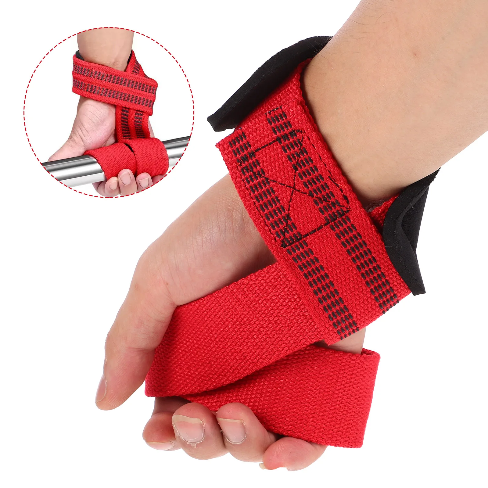 

2pcs Fitness Wristbands Straps for Sports Polyester Belt Red Workout Support Wrist Protector Bands Anti Slip