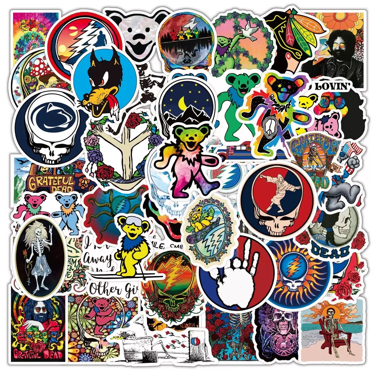 10/50/100pcs Cool Grateful Dead Stickers Music Graffiti Decals DIY Kids Motorcycle Guitar Laptop Phone Skateboard Car Sticker