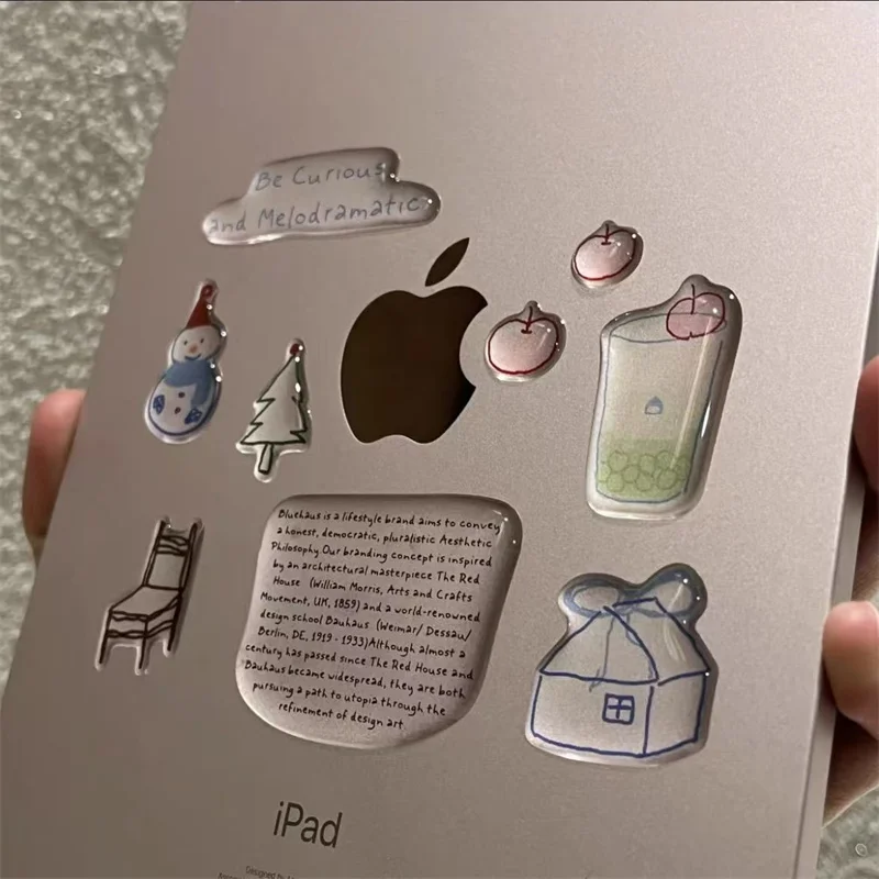 Cute Cartoon 3D Snowman Dogs Crystal Drop Rubber Stickers Kawaii Deco Stickers DIY Phone Sticker for IPad Mobile Phone Computer