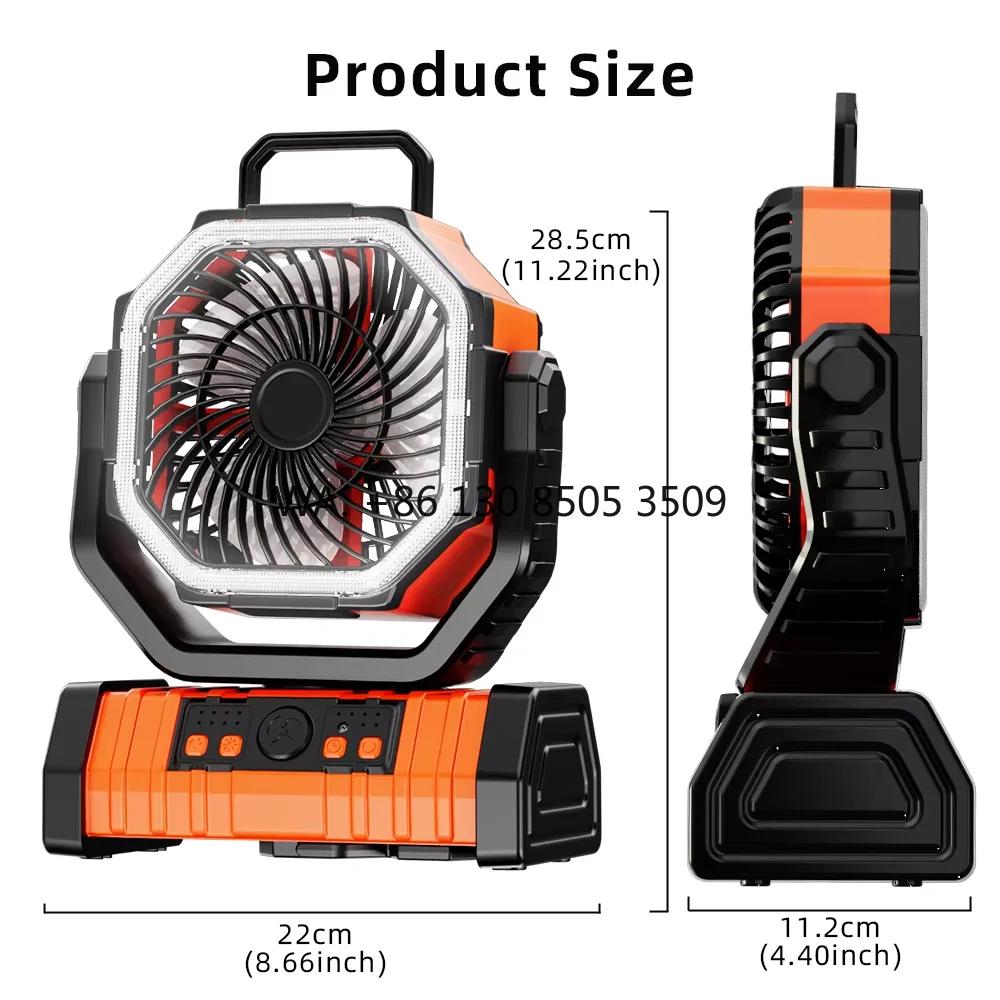 

Портативный внешний аккумулятор 20000 мАч со светодиодной подсветкой и USB-портом, перезаряжаемый уличный настольный вентилятор для кемпинга, автодомов и домашнего использования