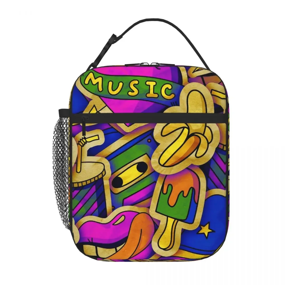 

Cartoon trend student portable insulated lunch bag, suitable for outdoor travel, school or work portable bento bag