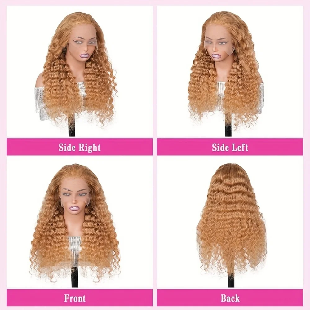 13x6 العسل شعر مستعار أشقر شعر الإنسان شعر بشري شفاف الدانتيل الباروكات الأمامية قبل قطعها مع شعر الطفل موجة عميقة 27 #   الباروكات الملونة
