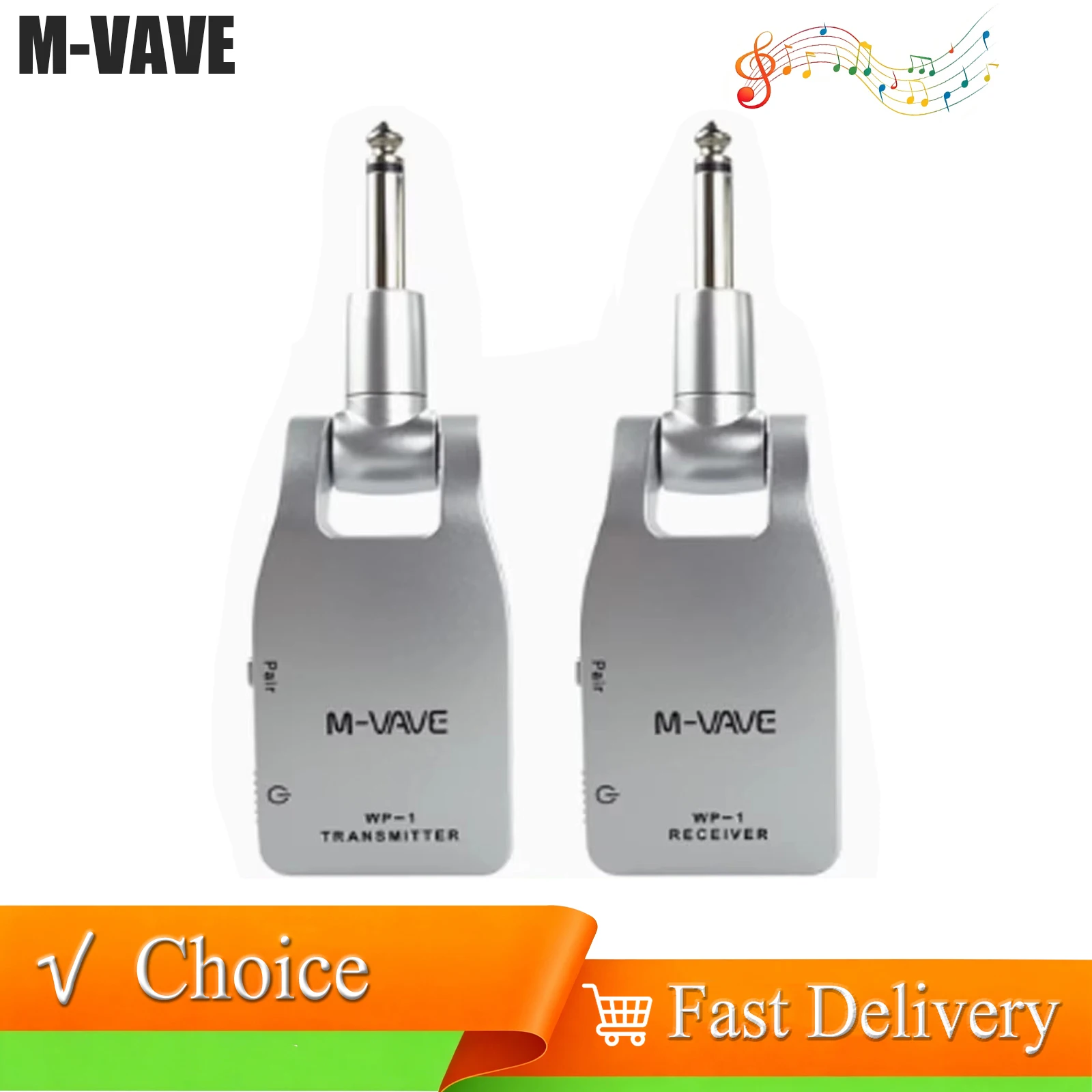 M-VAVE 2.4G Guitar Wireless Transceiver Receiver Low Latency Rechargeable 30M Transmission Range for Guitar Bass Performance