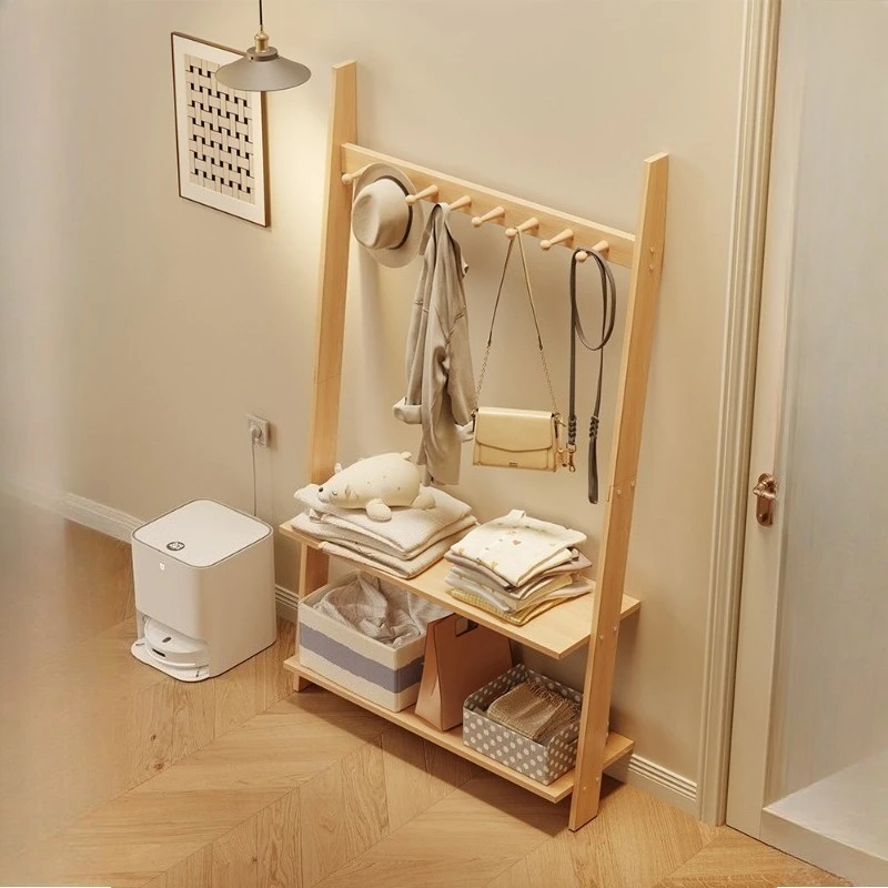 ey-simple floor-to-ceiling wood coat rack living room bedroom hanger cabinet modern multi-functional