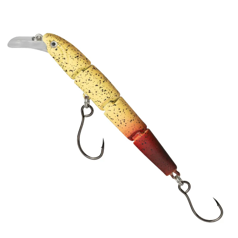 

4 Section Wobble Minnow Hard Lure for Bass Trout Fishing with S Shaped Swimming Action and Built-in Rattle Beads