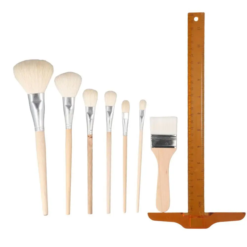 Acrylic Paint Brush Set Goat Hair Mop Brush Wood Color 7 Pieces Versatile Blending Brush Paint Brushes For Watercolor
