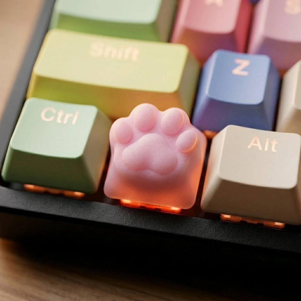 Pink Cat Paw Personality Mechanical Keyboard Keycaps Custom Keycaps Cross Axis PC Gaming Keyboard Peripherals Collection Gift