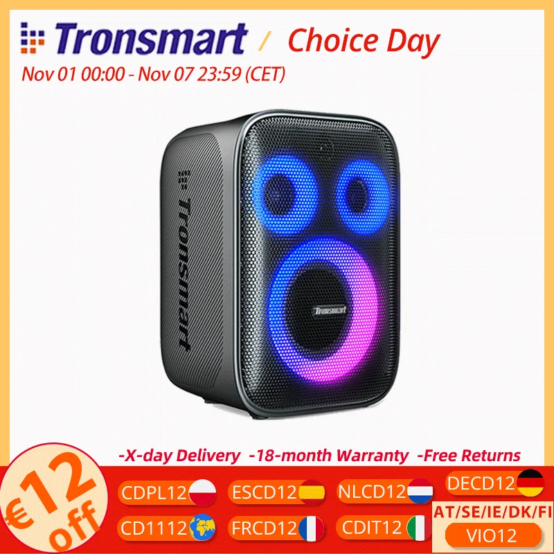 Tronsmart Halo 200 Speaker Bluetooth Karaoke Party Speaker with 3 Way Sound System 120W Output Built-in/Wired Mic Guitar Input