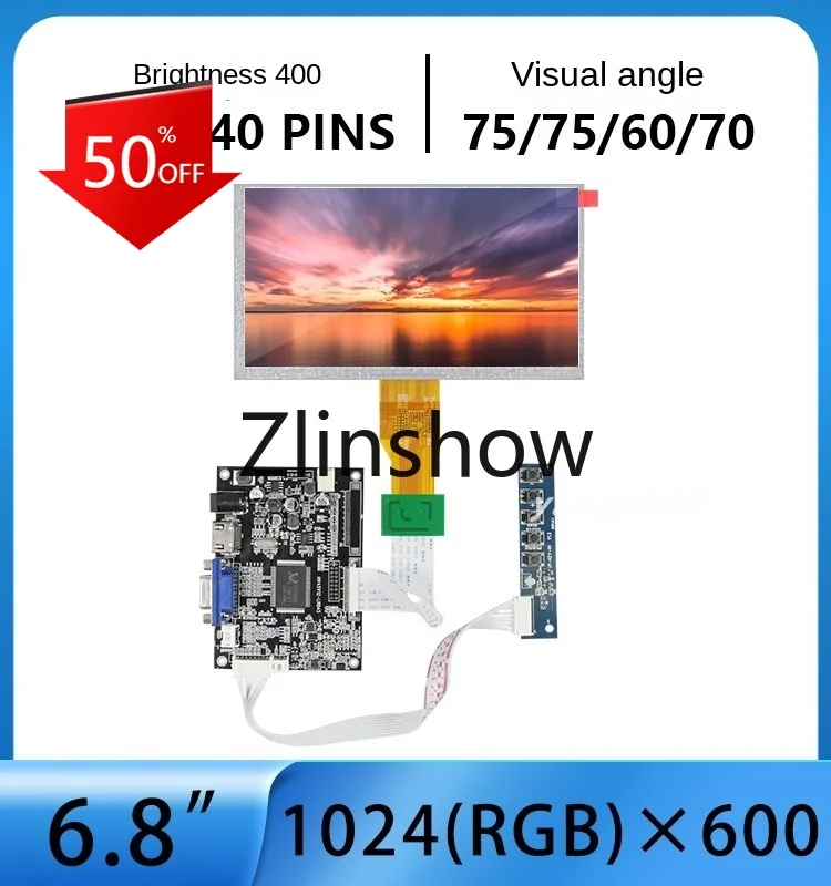 

6.8-Inch 1024*600 Lvds Brightness 400 Leds LCD Driver Board