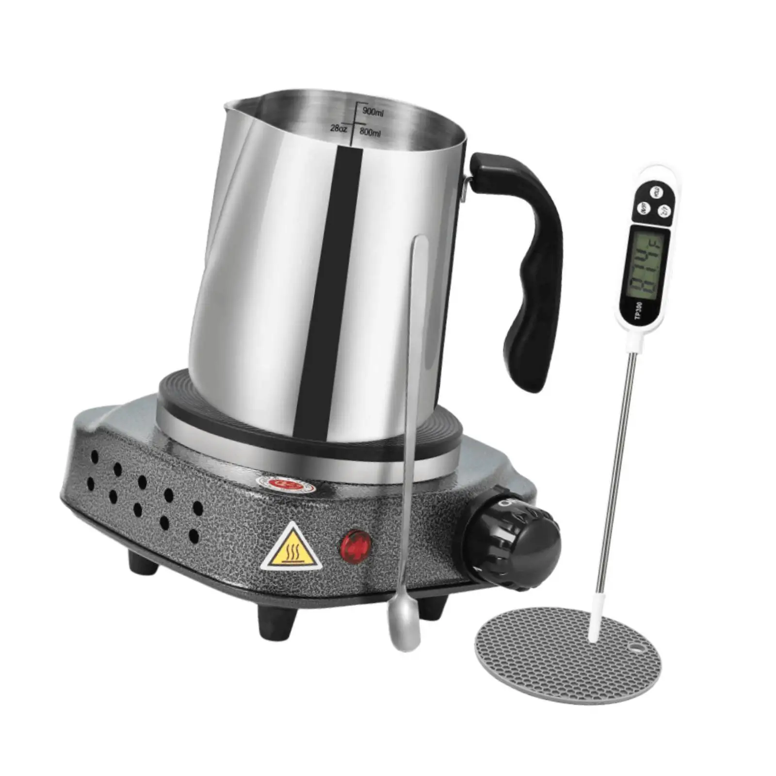 

Candle Making Supplies Melting Pot Leakproof Gifts with Stirring Spoon and Anti Scalding Pad Candle Making Kit Stainless Steel