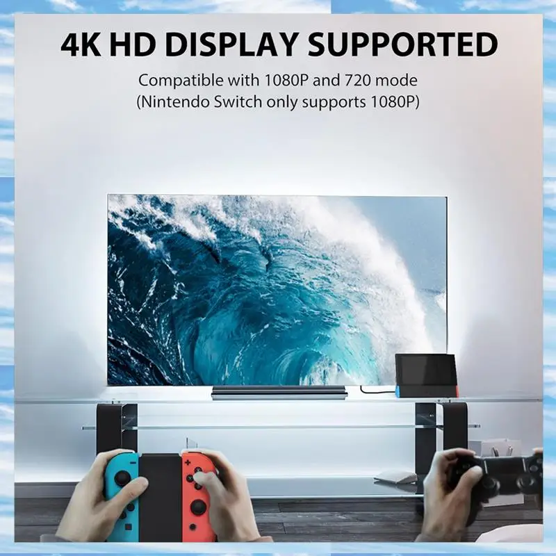 T31C-TV Dock Station For Nintendo Switch/Switch OLED, TV Docking Station With 4K Adapter/Type C/USB Port For Nintendo Switch