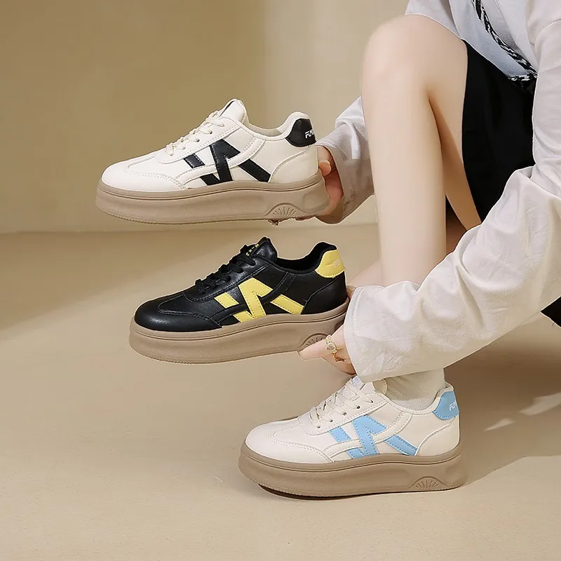 

2025 женские повседневные дышащие кожаные кроссовки на тонкой подошве, лето-осень, новые удобные мягкие противоскользящие моющиеся кроссовки