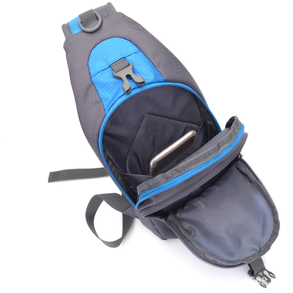 

Blue Sling Bag Premium Nylon Waterproof Anti Scratch Crossbody Shoulder Chest Pack Detachable Bottle Pouch for Cycling Camping