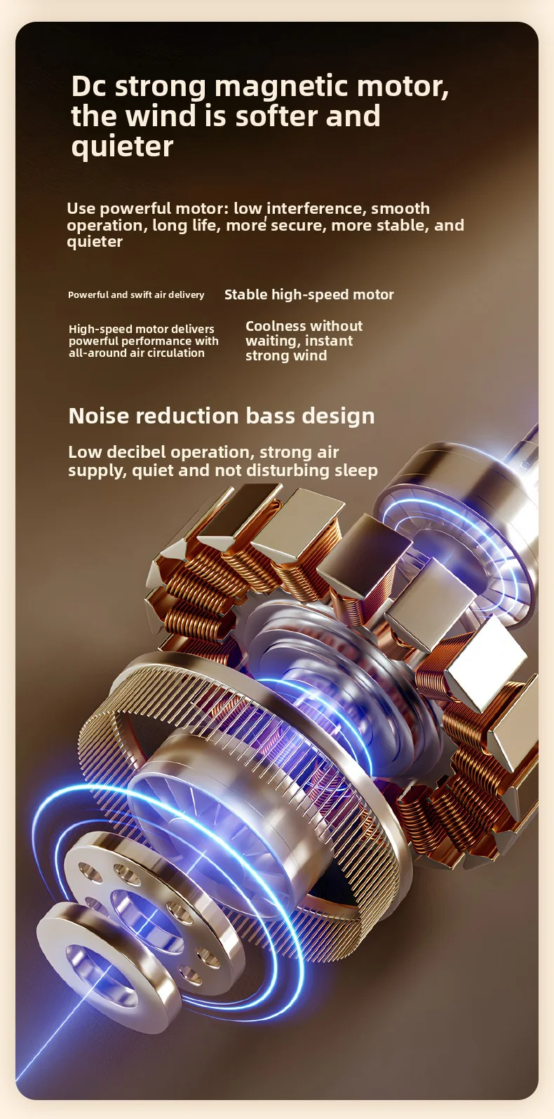 Ventilateur de bureau portable multifonction avec veilleuse led_voghion.com