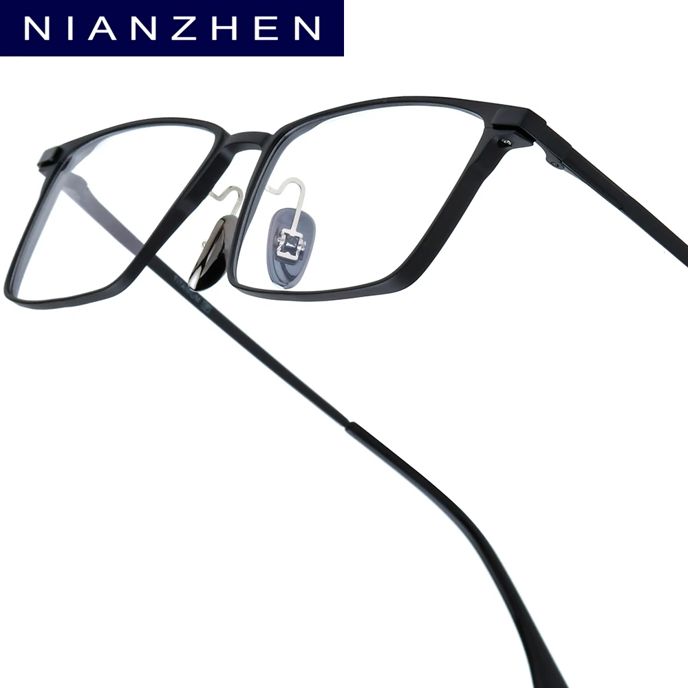 NIANZHEN Aluminum Titanium Glasses Frame Men Square Brand Design Eyeglasses Ultralight-Weight Retro Spectacles Eyewear 8003