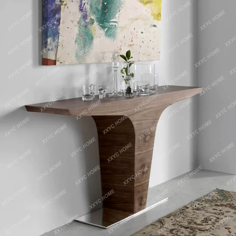 Xuan Guan Tai Modern Simple Table Ba Minimalist Stainless Steel Black Walnut Aisle