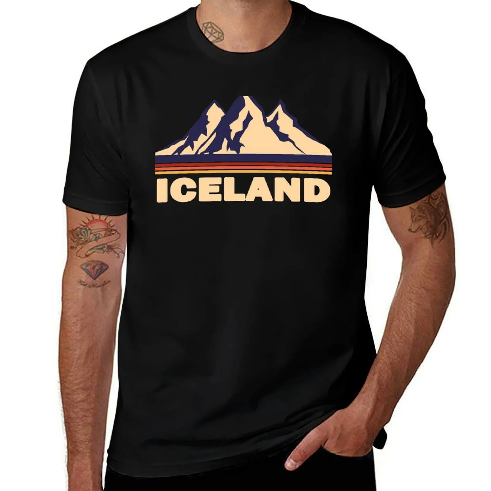 Iceland Mountain T-Shirt Fashion Letter Print T-Shirt