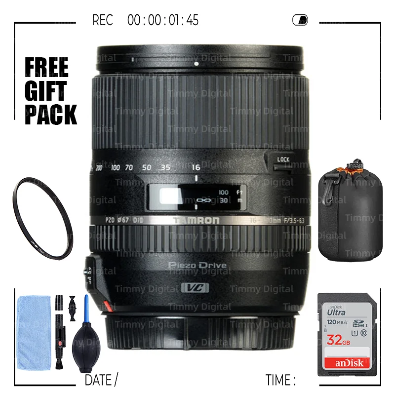 

Tamron 16-300mm f/3.5-6.3 Di II VC PZD MACRO Lens for Nikon Canon DSLR Cameras (B016)