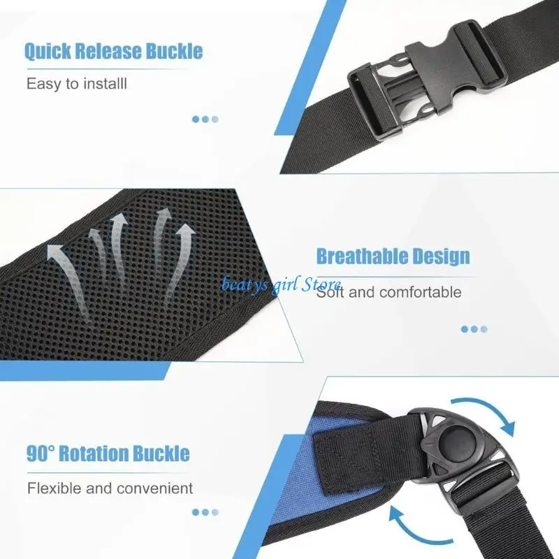 C7AB Portable Wheelchair Safety Belt Straps Harness Set Reinforced Fasteners For Stability On Slope Roads Disabled Adults Use
