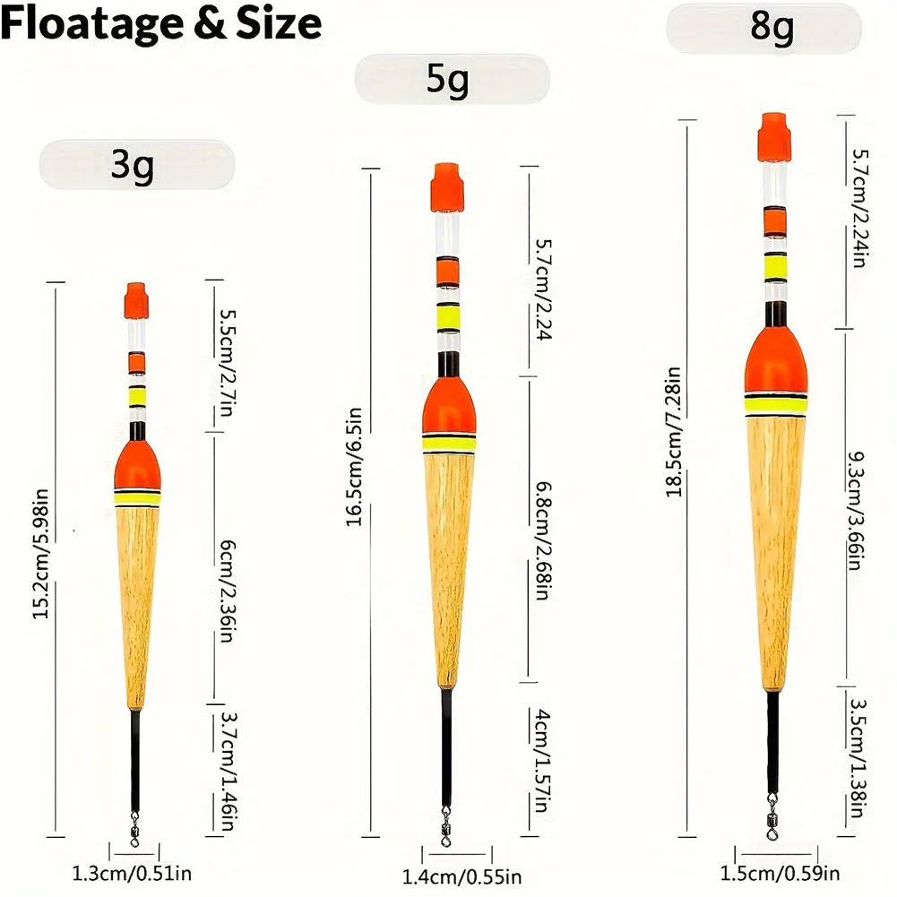 

3 LED Float Fishing For Anglers Glow Balsa Wood Slide Fishing Float 6 Glow Accessories 360° Rotation Fits Fly/Stream Fishing