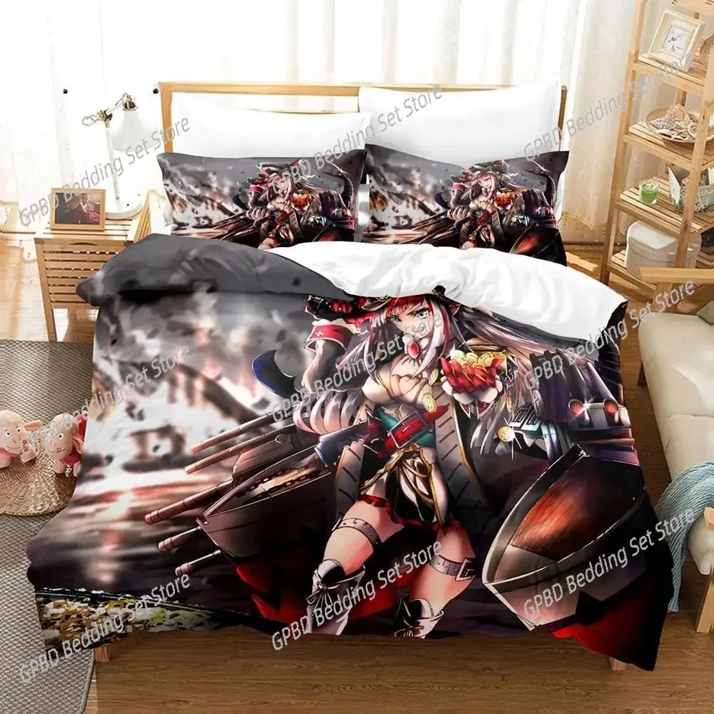 

3D Print Anime Azur Lane Bedding Set,Duvet Cover Comforter Bed Set Quilt Cover Pillowcase,King Queen Twin Size Boys Girls Adults