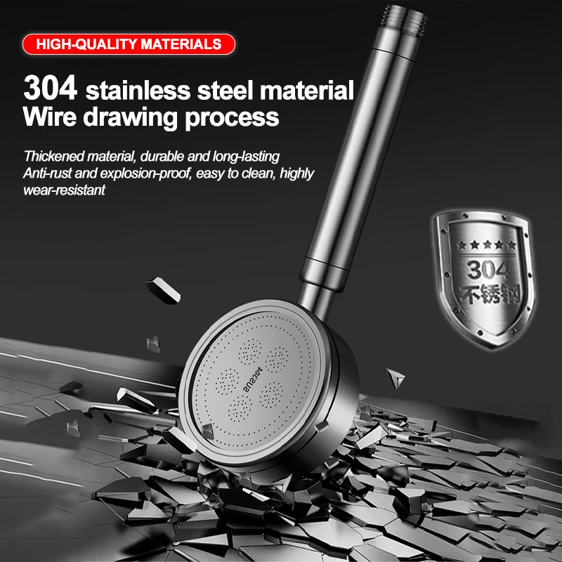304 Stainless Steel Pressure-enhanced Shower Head, Shower Enclosure, Bathroom High-flow Pressure-enhanced Shower Head Set