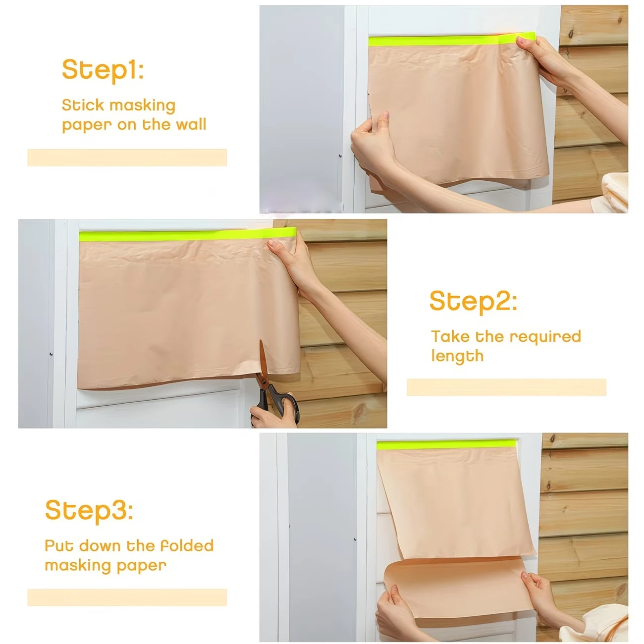 Pre-Taped Masking Paper Wall Treatment Covering For Painting Spray Masking Protective Paper Car Beauty Paint Masking Craft Paper image 6