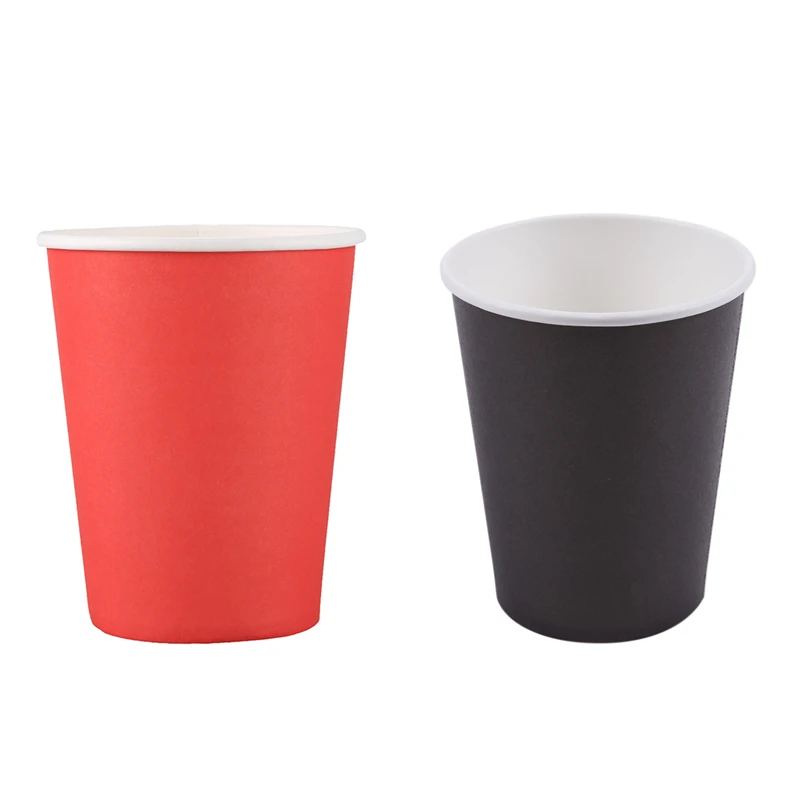 

40Pcs Paper Cups (9Oz) - Plain Solid Colours Birthday Party Tableware Catering - 20Pcs Black & 20Pcs Red