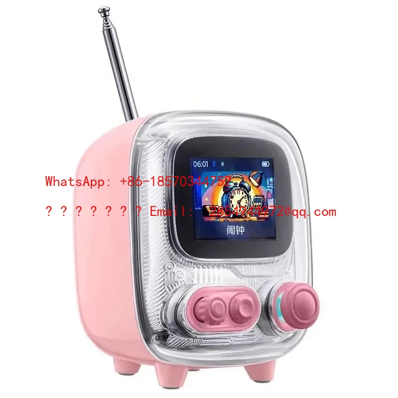 Retro Desktop Bluetooth Speaker Small Home Stereo Alarm Clock Radio Gift in Pink White Green - TV Compatible