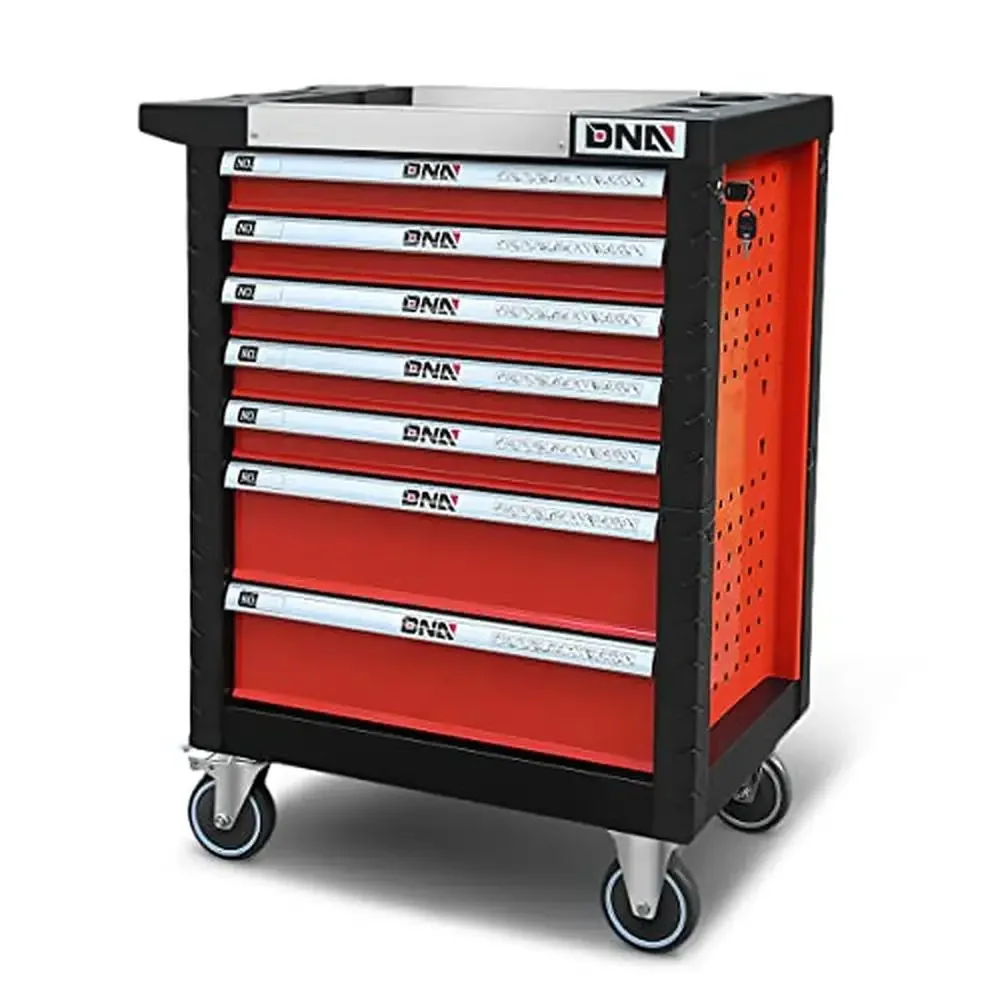 39" Heavy Duty Afsluitbare Glijbaan 7-Lade Rolling Tool Cart Kast Multifunctionele Opslagoplossing met 700Lbs Capaciteit & Afsluitbaar