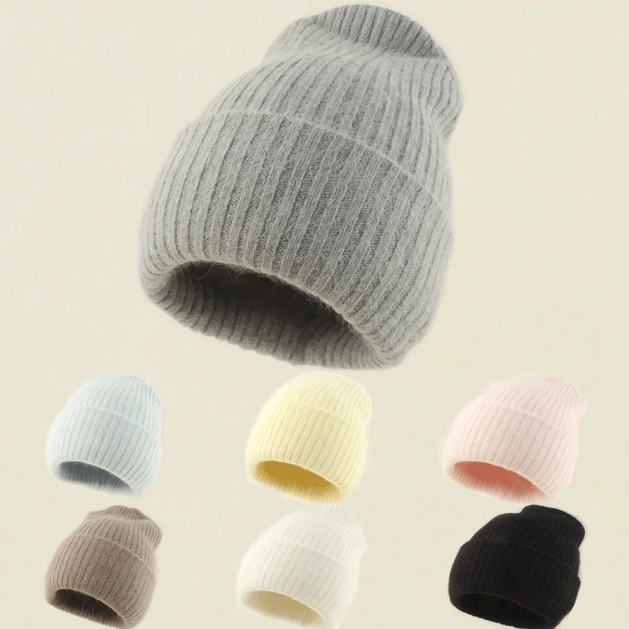 

Angora Hat Women Winter Knit Beanie Warm Accessory For Autumn Cold Weather Skiing Outdoor Sports Holiday