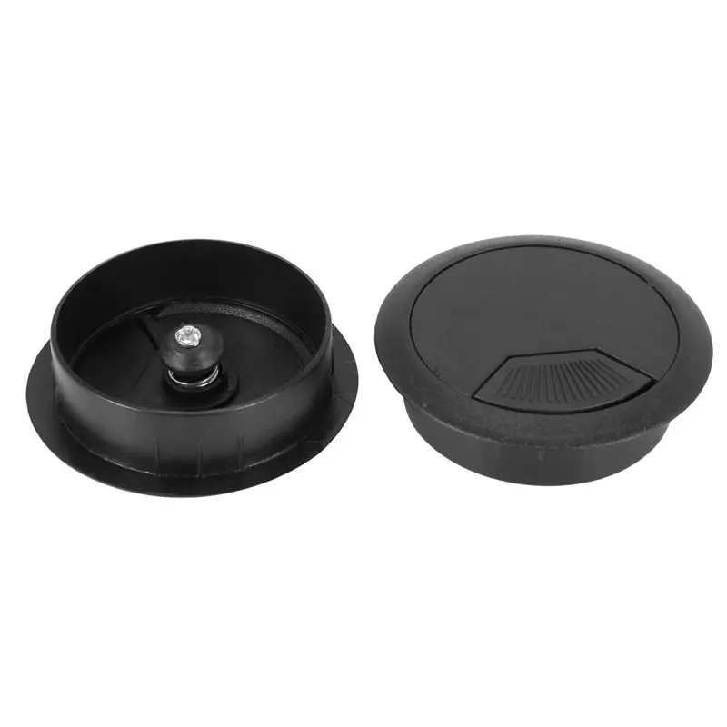 AB11-40 Pcs Round Plastic Computer Desk Cable Grommet Hole Cover 50Mm Black