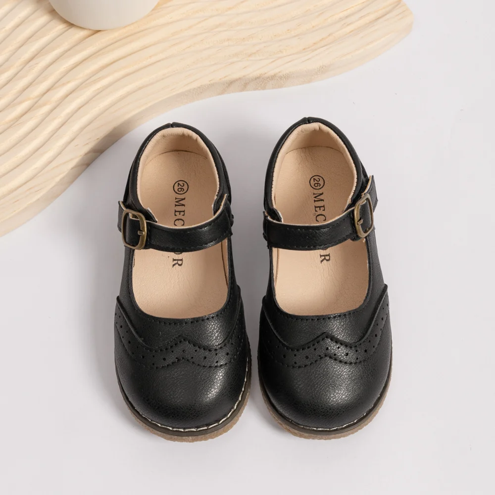 Little Girl Solid Color Round Head Small Leather Shoes Spring Girls Stage Princess Shoes Soft Bottom Moccasins Baby Casual Shoes