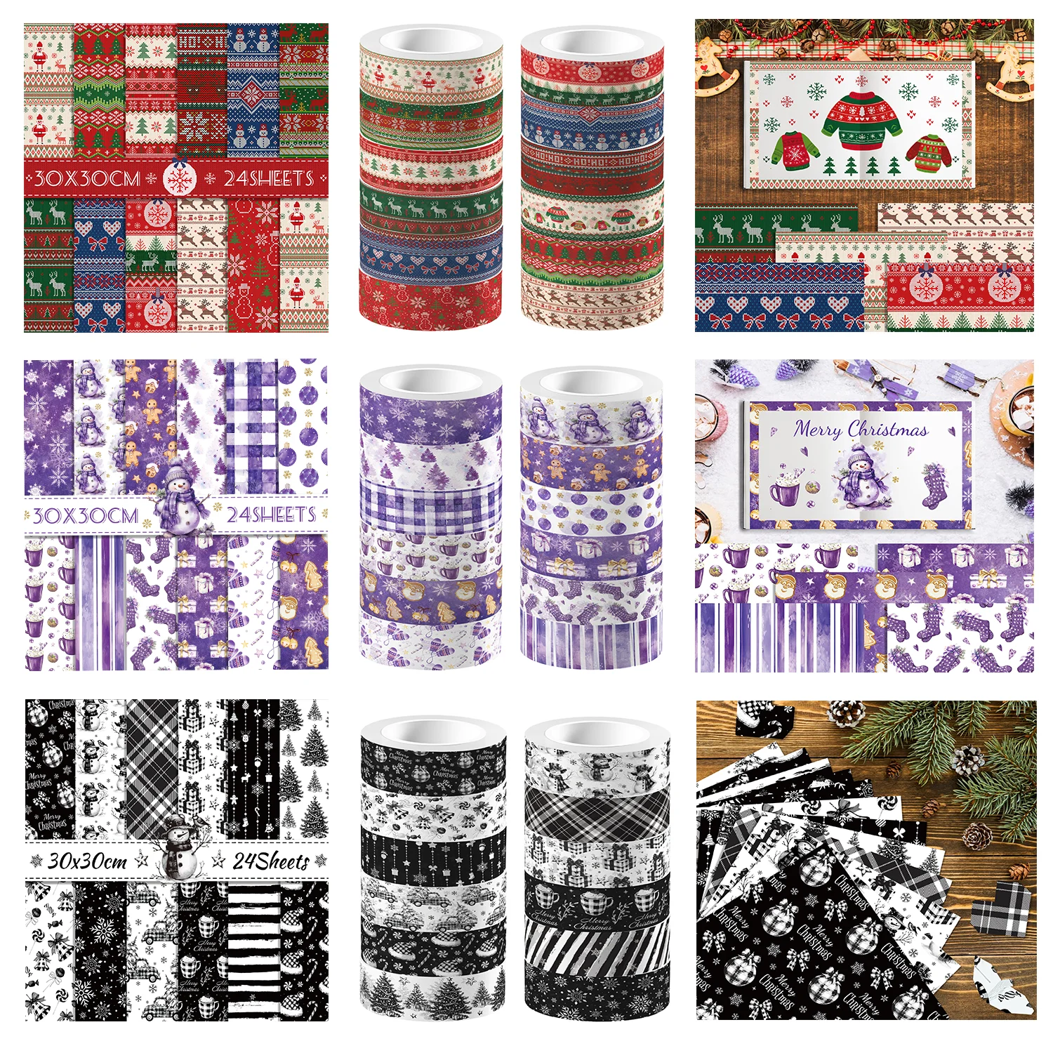 

Christmas Washi Tape And Background Paper Photo Album Decor Card Making Scrapbook Making Paper Art Background DIY Craft Material