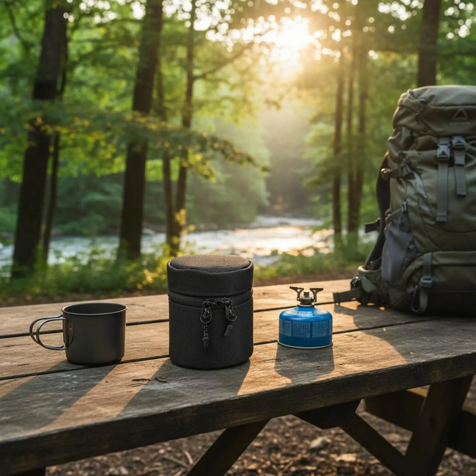 

Camping Mug Case Multi-Functional Gas Canister Storage Bag Cylindrical Fastener Bag Portable Small Gear Organizer Hanging Hook