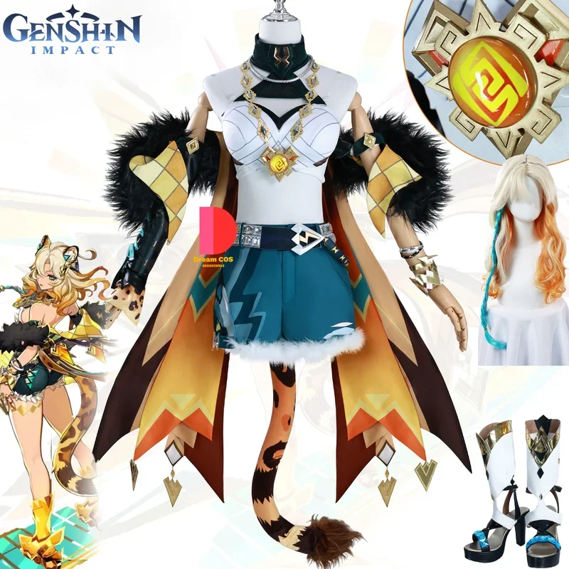 

Hot Game Genshin Impact Xilonen Anime Cosplay Costume Wig Shoes Tail Halloween Party Role Play Outfit Women Sexy Uniform # 1 # W