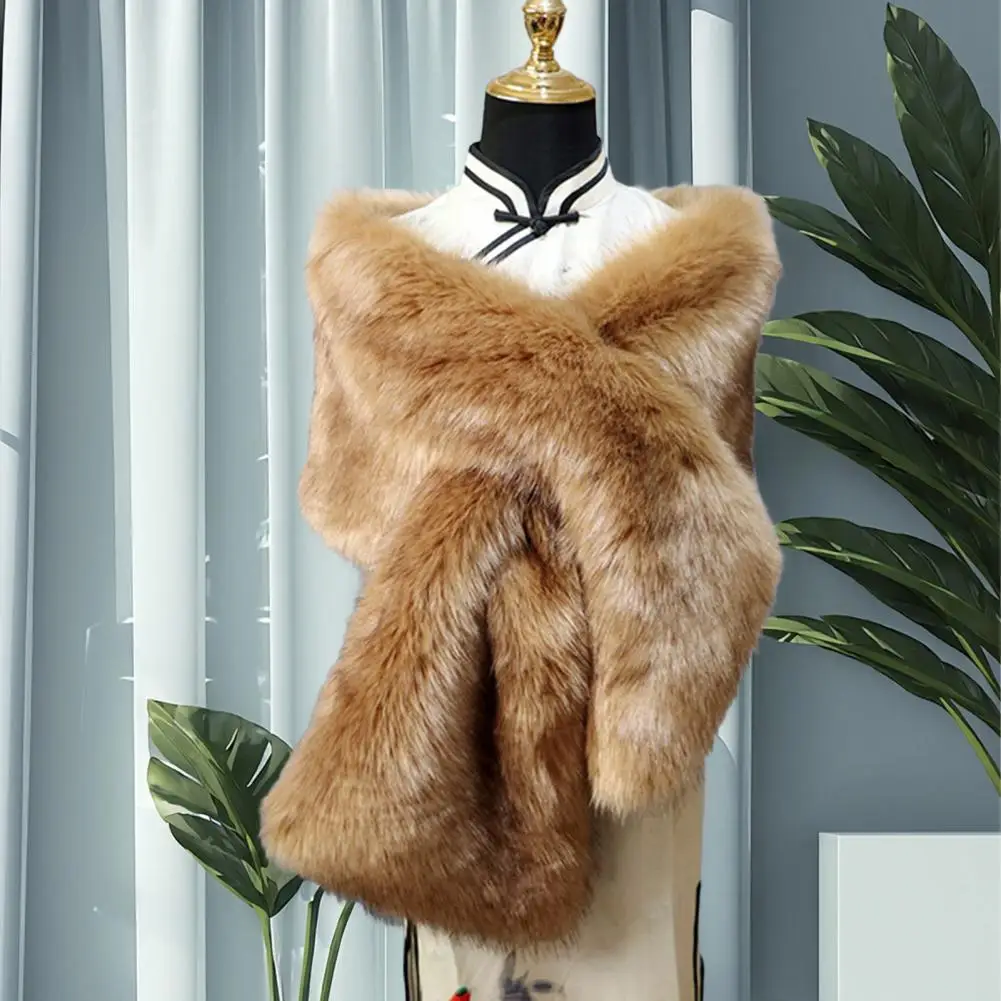 

Утолщенная шаль из искусственного меха, теплый меховой шарф, уютный палантин из искусственного меха, вечерняя вечеринка, роскошный плюшевый шарф, шарф с кодом платья, обертывания