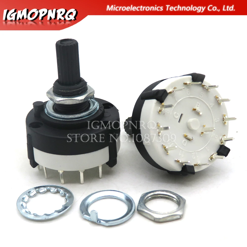 Interruptor Selector de canal giratorio de banda seleccionable RS16 RS26, interruptor giratorio de una sola cubierta, Selector de banda 1P12T 2P6T 3P4T 4P3T