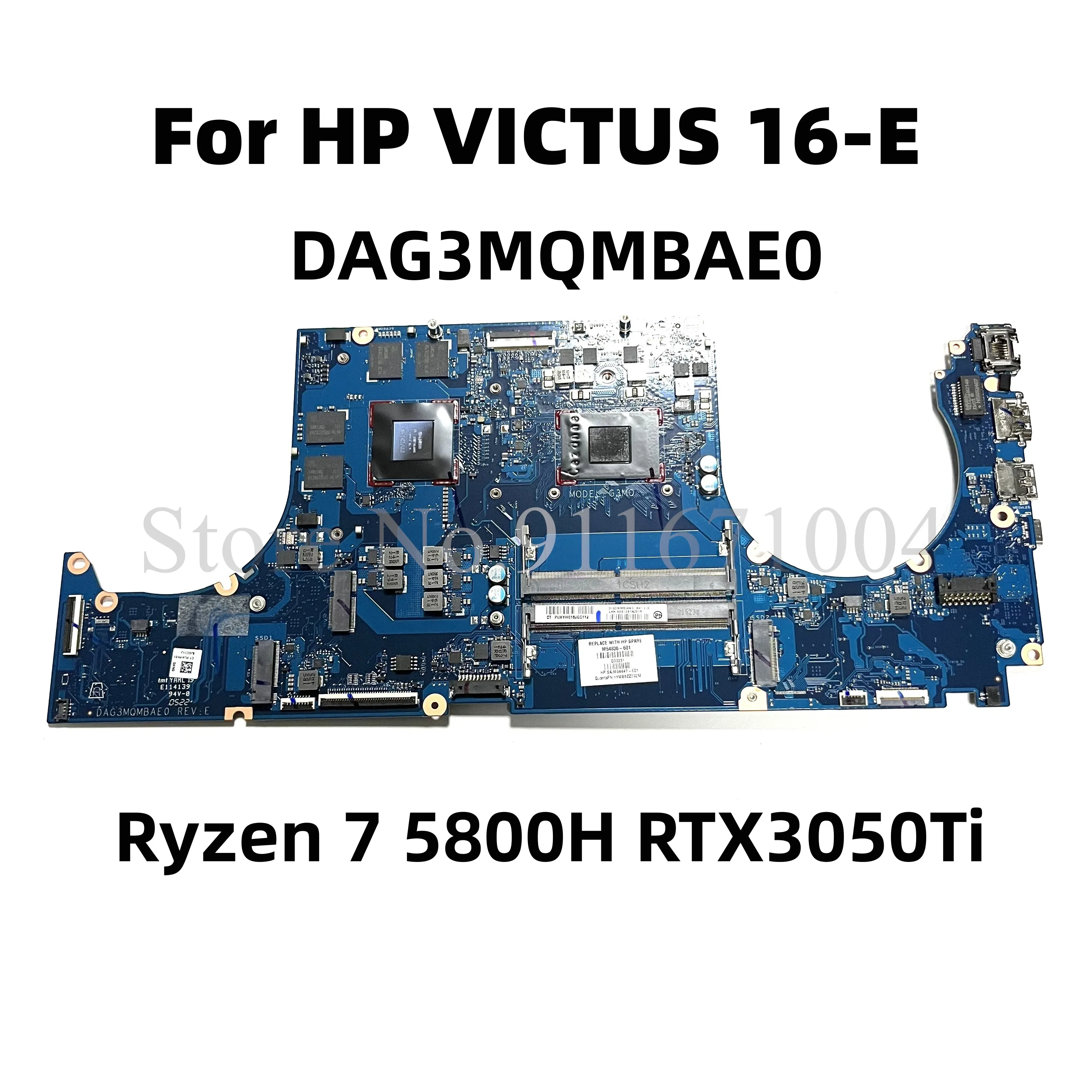 M54836-601 For HP VICTUS 16-E DAG3MQMBAE0 Laptop Motherboard With AMD Ryzen 7 5800H RTX3050Ti GPU mainboard 100% tested