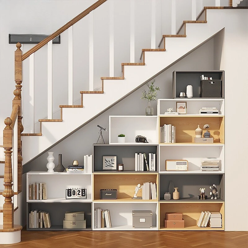 

Locker space under stairs using free combination lattice cabinet storage cabinet oblique corner shelf bookcase bookshelf