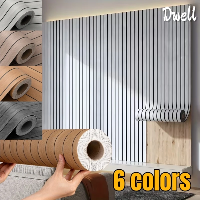 

Self-Adhesive Wood Grain Grid PVC Peel and Stick Wallpapers Home Decorative Wall Panels for Bedroom Ceilings Wall Renovation 3M