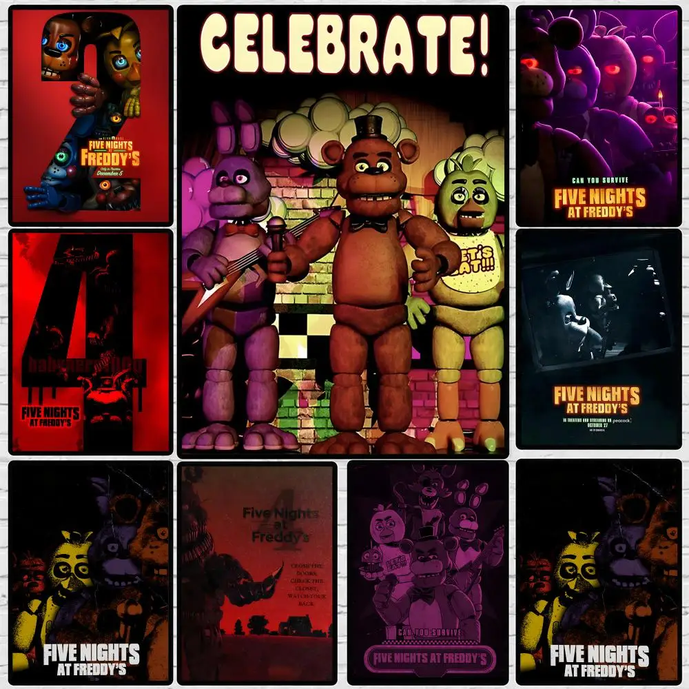 Five-Nights-At-Freddys Fnaf Poster 	   Poster-Wandaufkleber, wasserfest, selbstklebend, HD-Kunst, Schlafzimmer, Bar, Dekoration