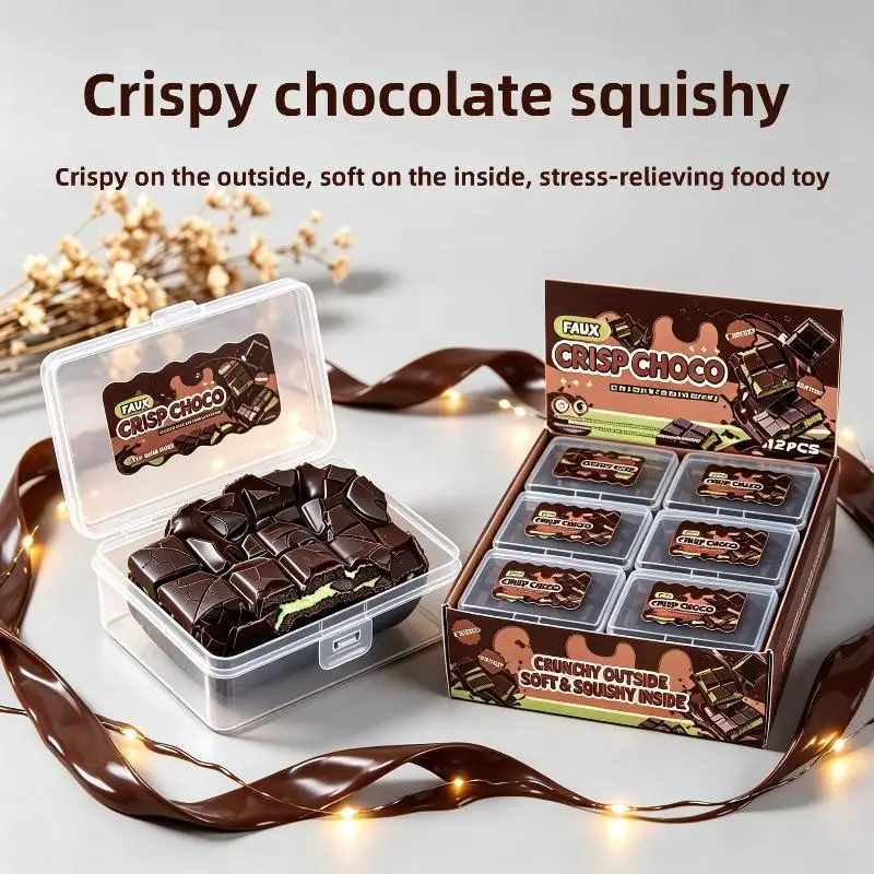 Chocolate Wax Cracking Squeeze Toy Crunchy Sound Crispy Feel Donut Cat Paw Fidget Toy for Halloween Goodie Bags