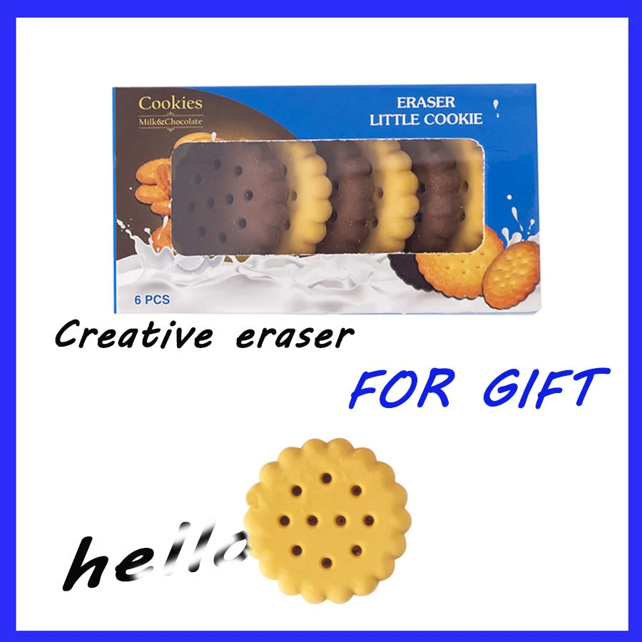 

6pc/pack Lovely Cute Biscuit Design Eraser Party Favors Gift for Creative Stationery Gift Reward