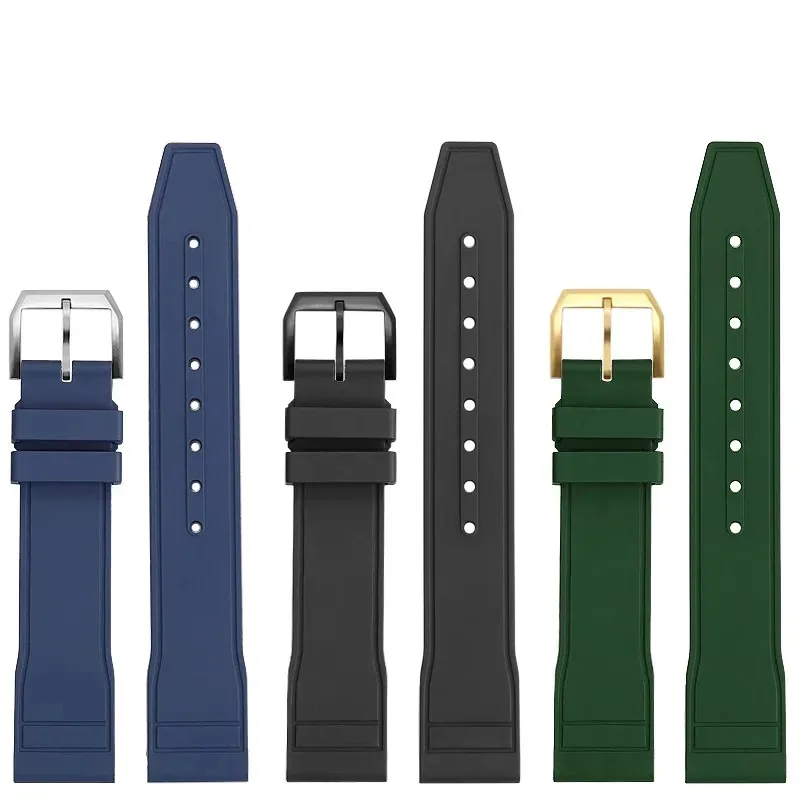 For IWC PILOT'S WATCHES Princekin Mark Watchband Quick Release Men's Watch Bracelet Black Blue Fluoro rubber Watch Strap 20 21mm
