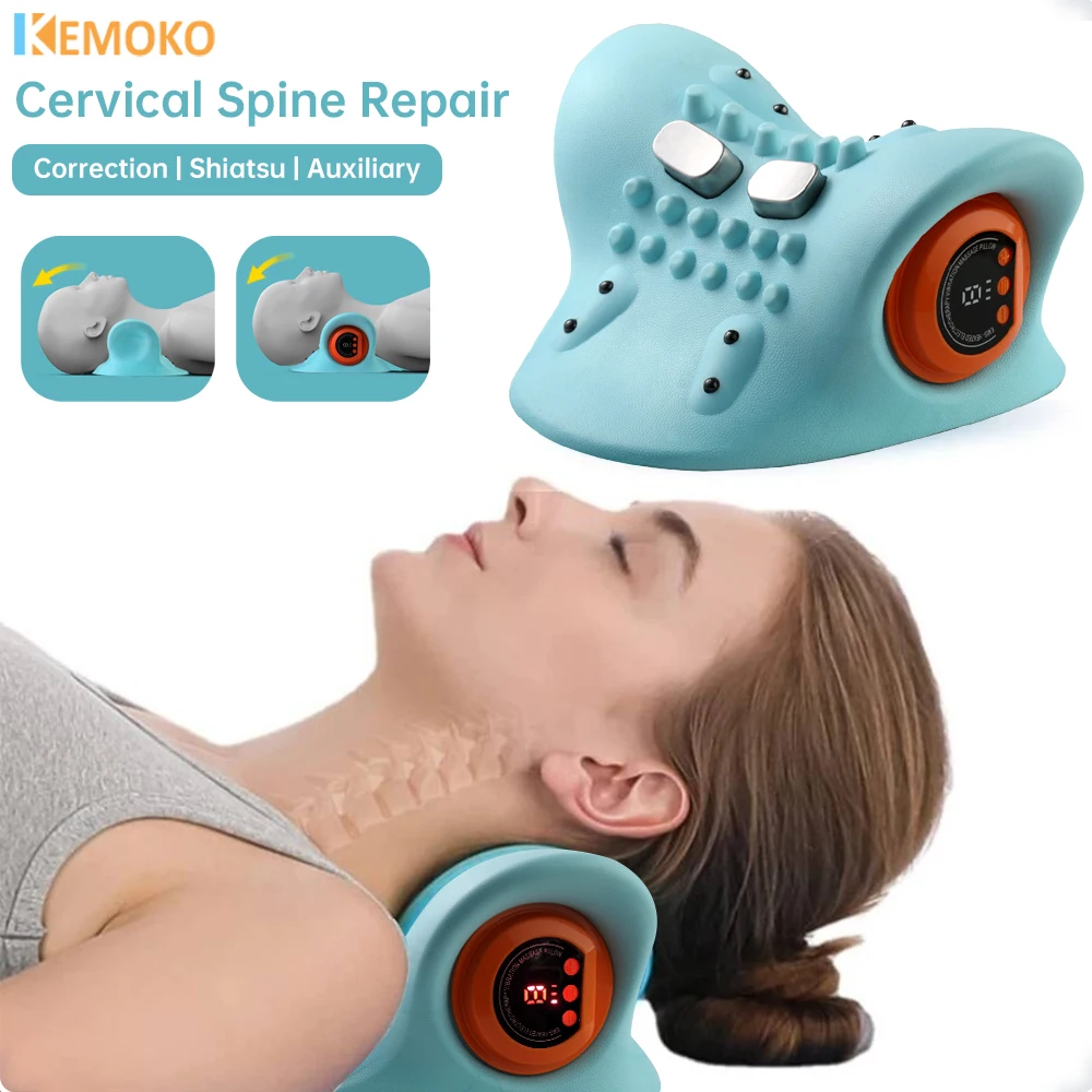 

Electric Neck Point Massager Cervical Pillow Heated Neck Stretcher Pain Relief Orthopedic Cervical Traction Device Orthopedic