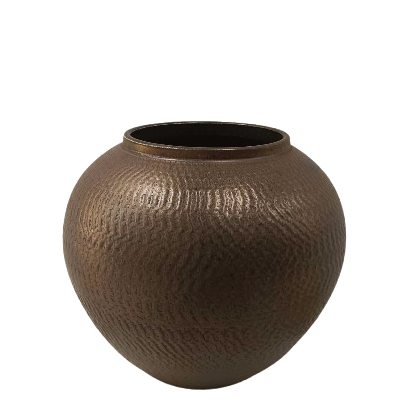 The large vase with high temperature handmade hammer pattern bronze can hold water, suitable for hotel clubhouse model rooms
