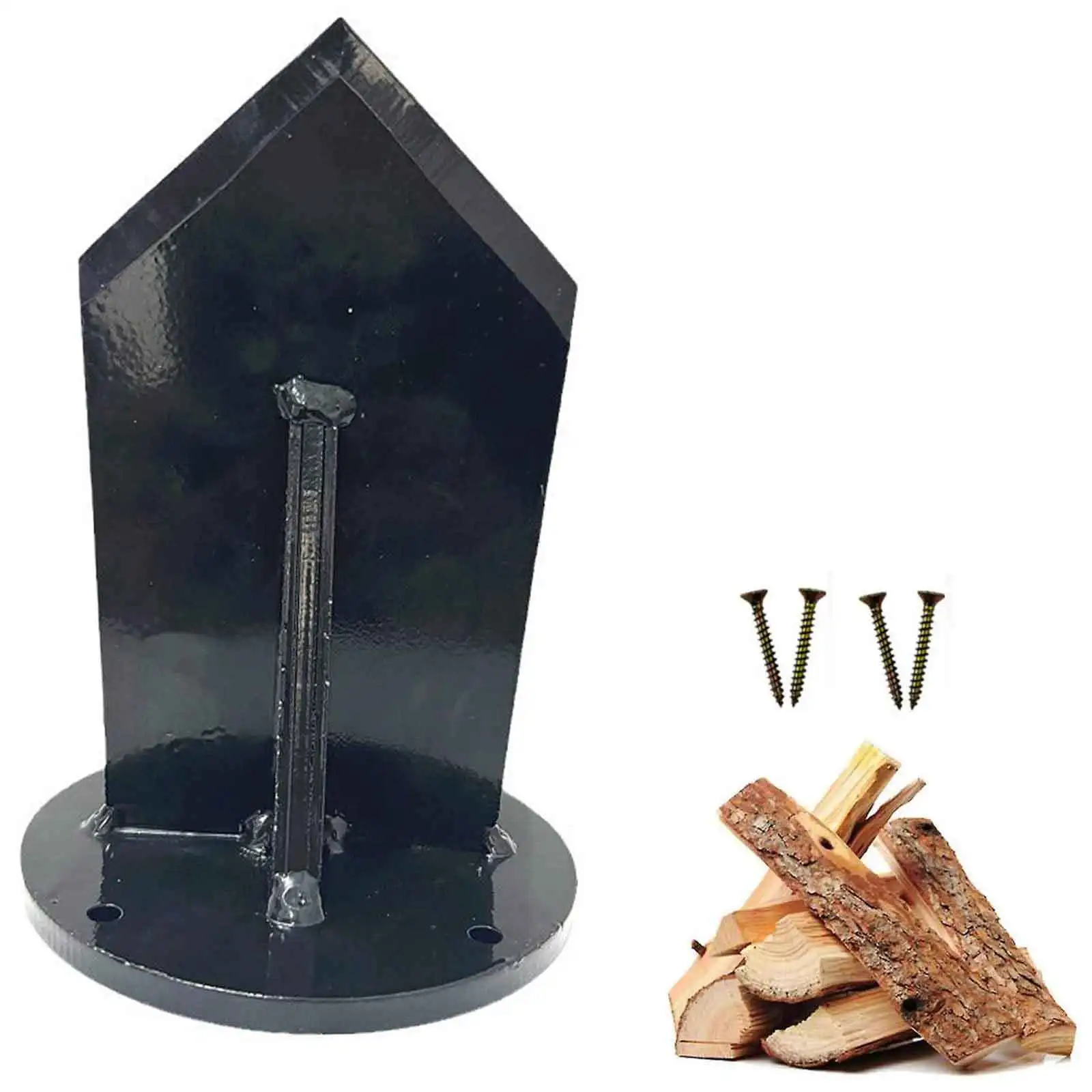 Pemisah kayu bakar vertikal baja karbon, alat pemisah kayu aman untuk perapian berkemah luar ruangan